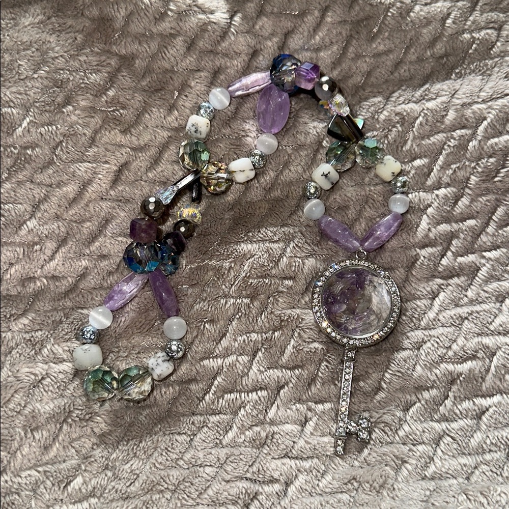 Sweet Water HangCharm (Amethyst,Fluorite, White Cat’s Eye,Black Iridescent Shell
